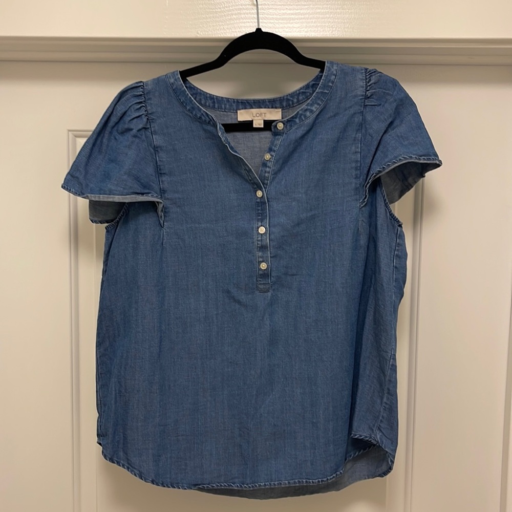 LOFT Denim Short Sleeved Shirt